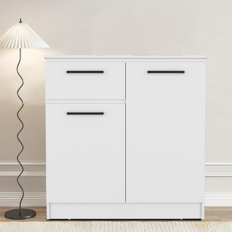 Minimalist Wooden Storage Dresser, White - 1-drawer