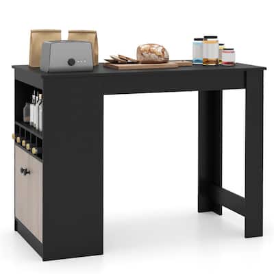 Modern 48" Bar Table with Adjustable Shelves and Wine Storage for Kitchen and Dining Room - 48" x 24" x 36"