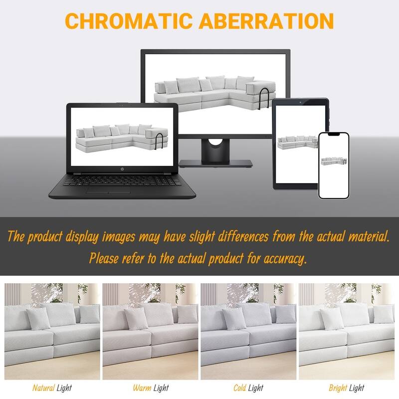 118.2" Modular L-Shaped Oversized Upholstered Sectional Sofa Set with 6 Pillows