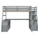 preview thumbnail 4 of 44, Full Size Loft Bed with 7-Drawers, 2-Shelves, Desk, and Playhouse Design - Sturdy Pine Wood Frame with Grey Finish for Kids