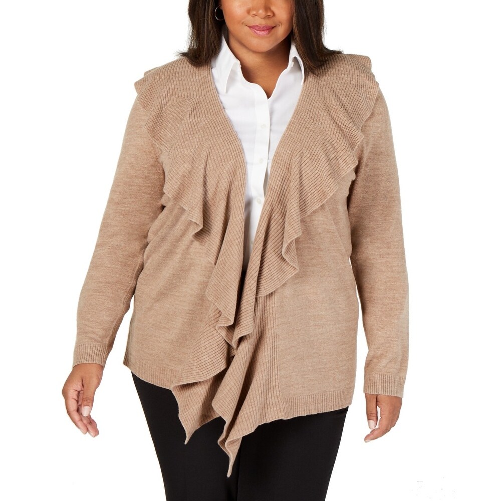 tan colored cardigan