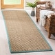 preview thumbnail 28 of 169, SAFAVIEH Natural Fiber Marina Basketweave Seagrass Rug 2'6" x 10' Runner - Natural/Teal