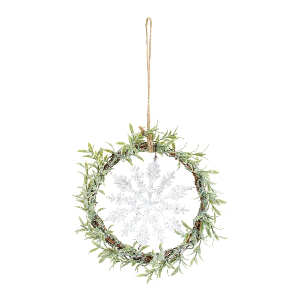 Set of 6 Mini Wreath with Snowflake Christmas Candle Holder Rings 7.5"
