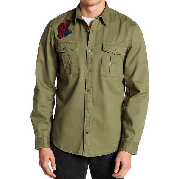 Shop Public Opinion Mens Large Button Down Floral Patch ...