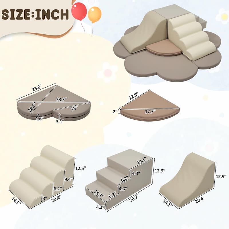 6-Piece Soft Foam Block Play Structures - Climbers for Child Development, Baby Foam Climbing Toys