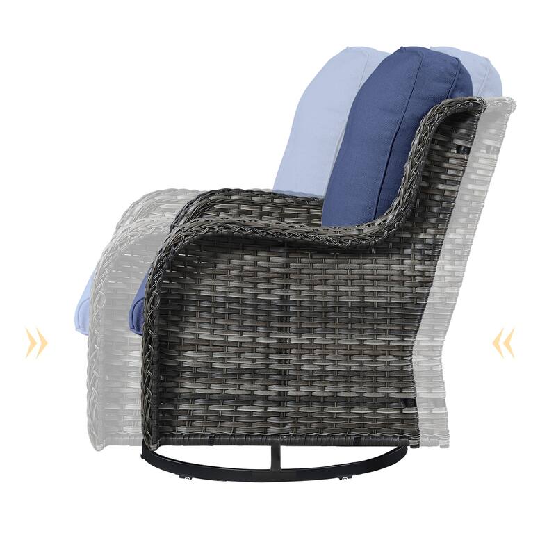 ArcoBay Wicker PE Rattan Outdoor Patio Swivel Glider Chairs with 4'' Olefin Cushions (2-Pack)