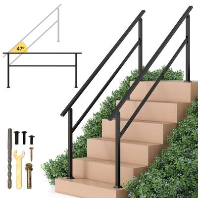 Gymax 2PCS Metal Handrail 0-6 Steps w/Flexible Angle Adjustment