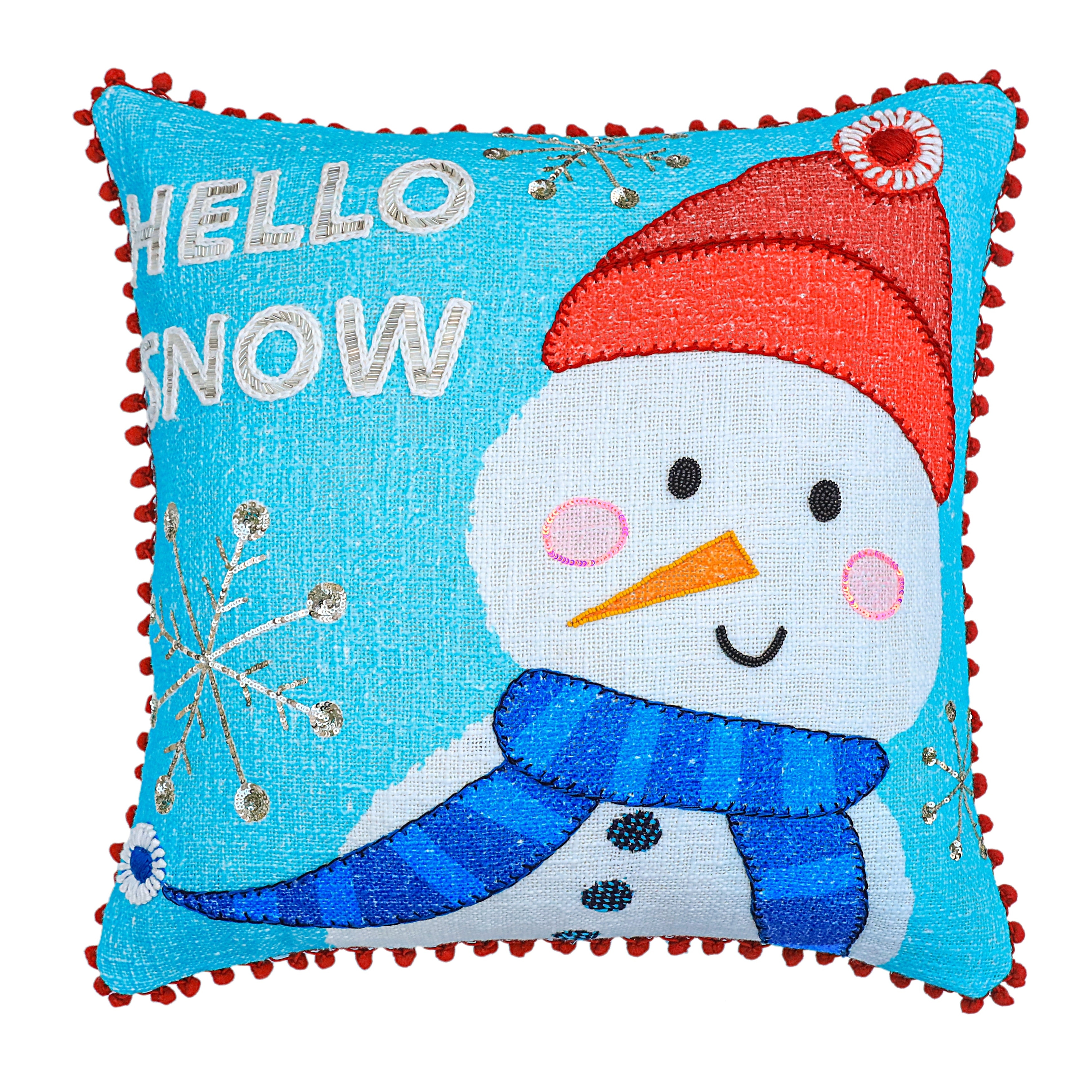 Vibhsa Hello Snow Christmas Pillow 20" x 20"