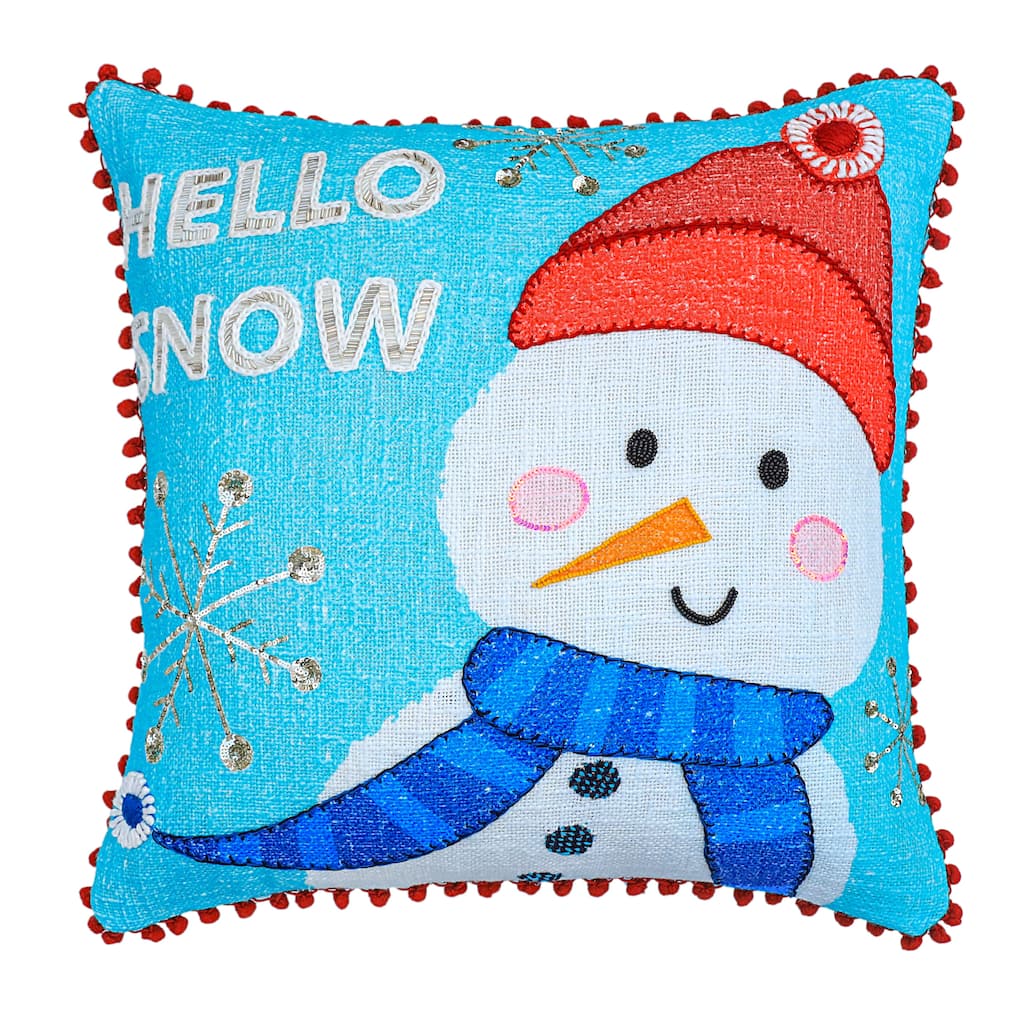 Vibhsa Hello Snow Christmas Pillow 20" x 20"