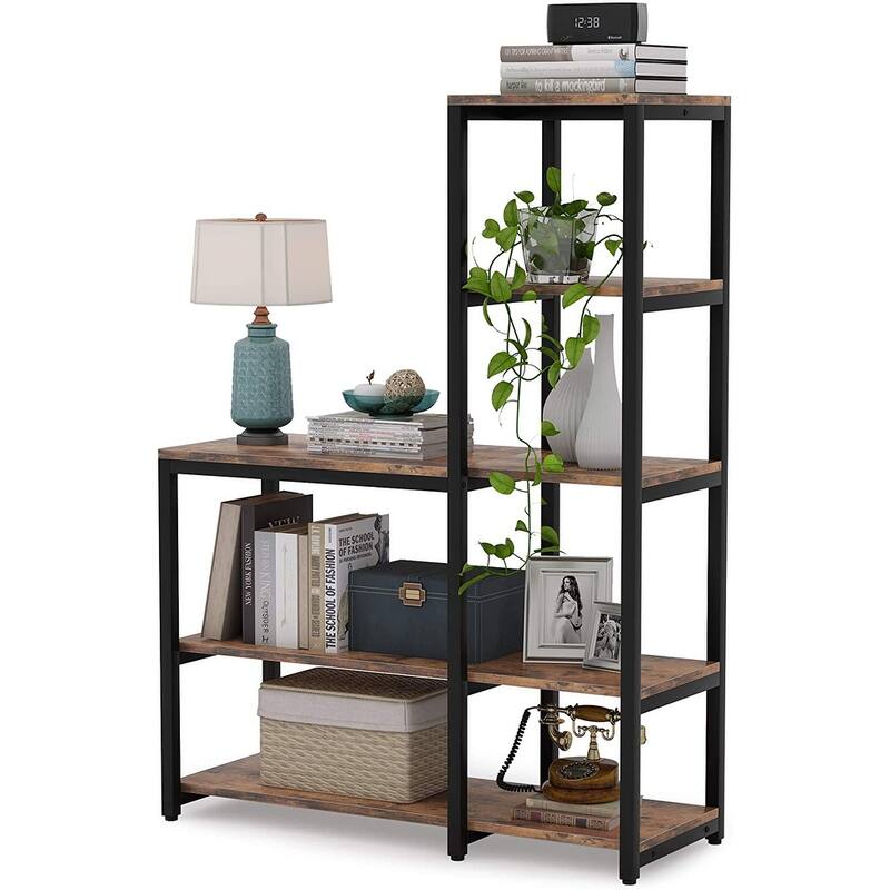 L Shpaed Corner Bookshelves Bookcase Display Shelf - Brown