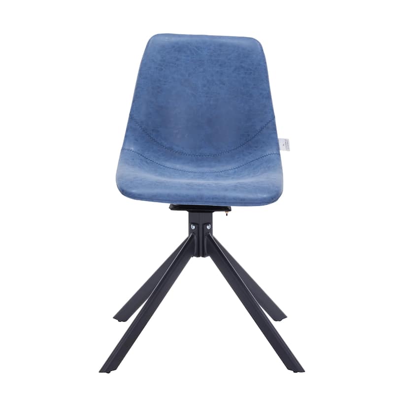 Markley Leather Dining Chair 360 Degree Swivel with Iron legs Modern Accent Side Chair Set of 2