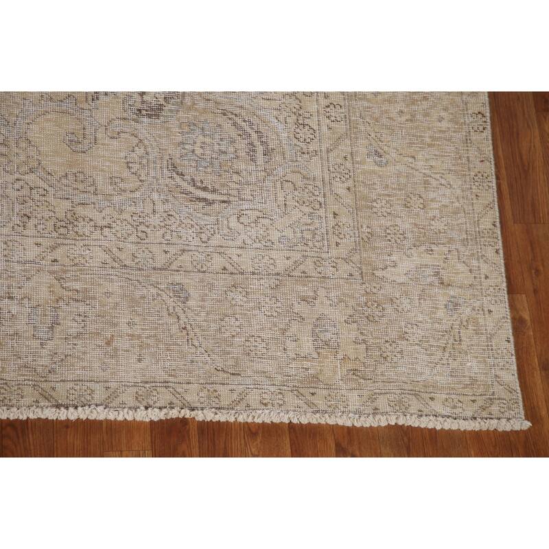 Muted Distressed Tabriz Persian Vintage Rug Hand-knotted Wool Carpet - 9'2"x 12'7"