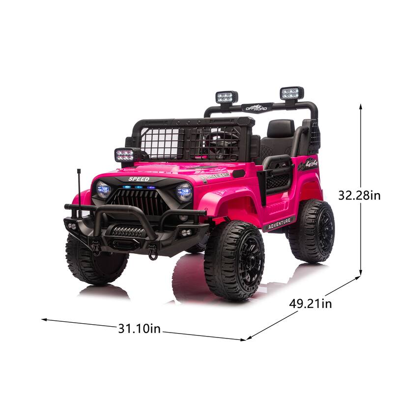 24V 2-Seater Kids Ride On Truck with Remote Control, Dual Motors, LED Headlights, Bluetooth Music, USB/MP3 & 4-Wheel Suspension