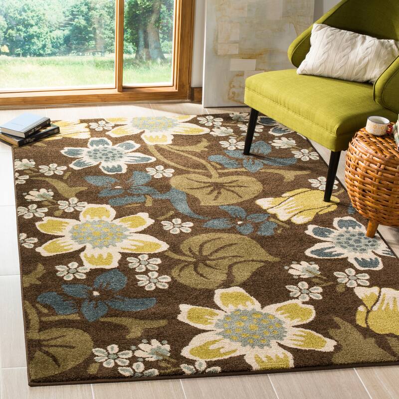SAFAVIEH Newbury Alwine Modern Floral Rug - 8' x 10' - Brown/Blue