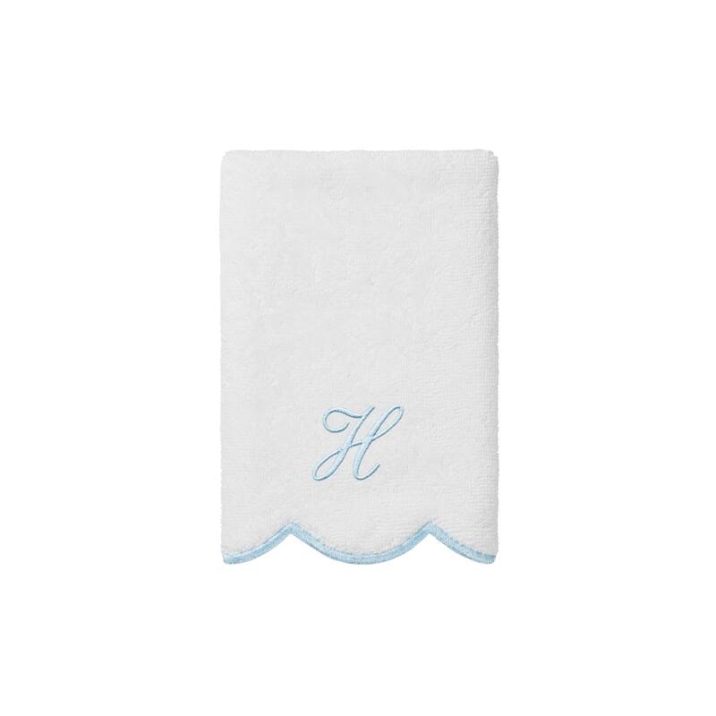 Authentic Hotel and Spa 100% Turkish Cotton Blue ADORNIA Scallop Personalized 3 Piece Towel Set - 3 Piece Set