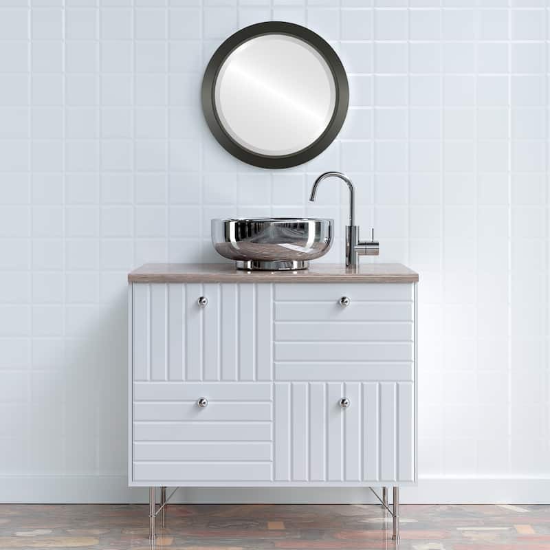Regatta Framed Round Mirror in Matte Black