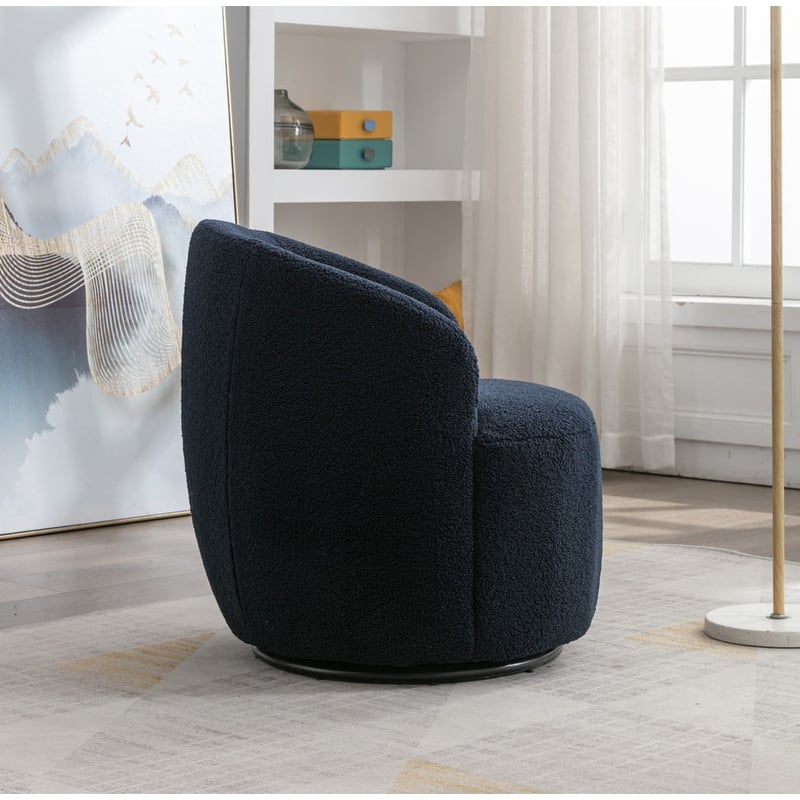 Swivel Barrel Chair,Teddy Fabric Upholstered Modern Round Accent Arm Chairs