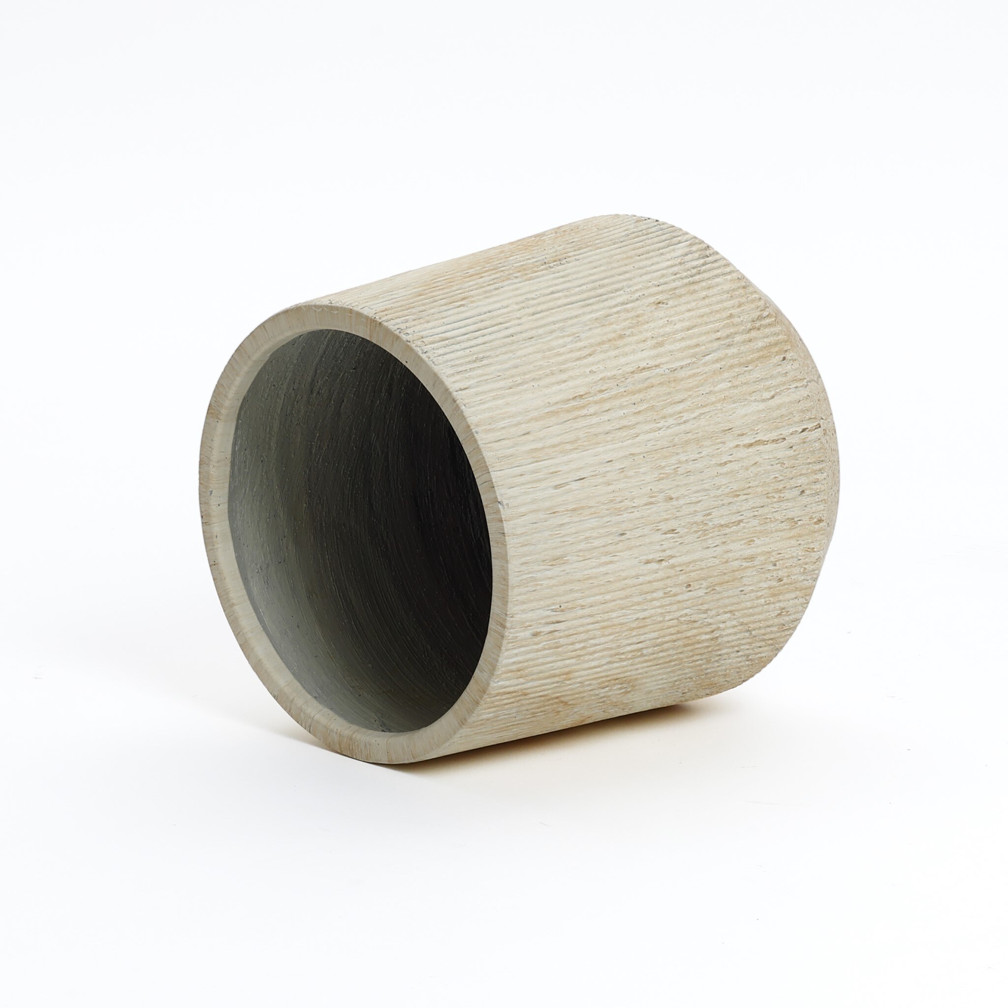 2-Piece Marble Off-White Ribbed Texture MgO Planter Set