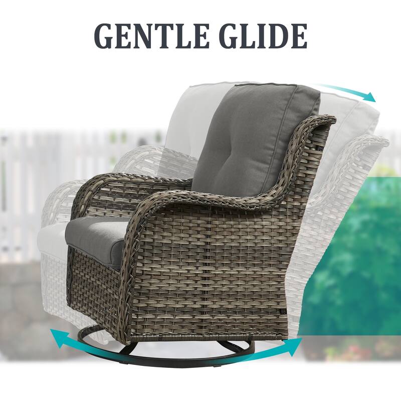 Outdoor Swivel Rocker Wicker Patio Chairs Set of 3