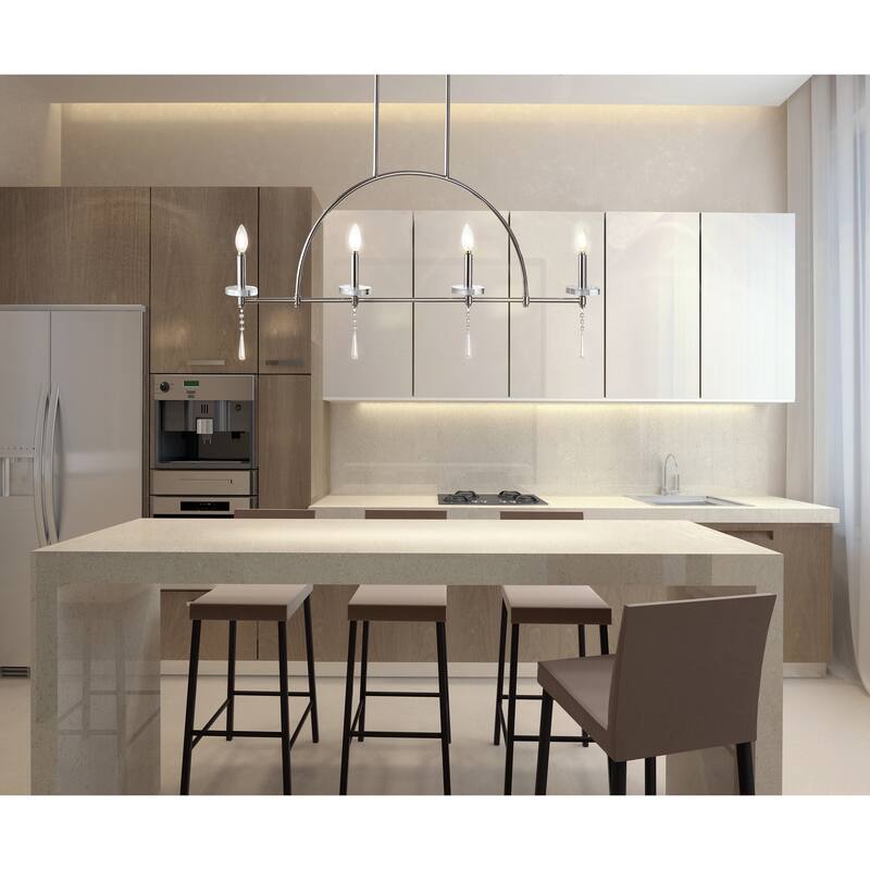 Laura 41" 4-light Linear Metal/Crystal LED Pendant, Chrome by JONATHAN Y
