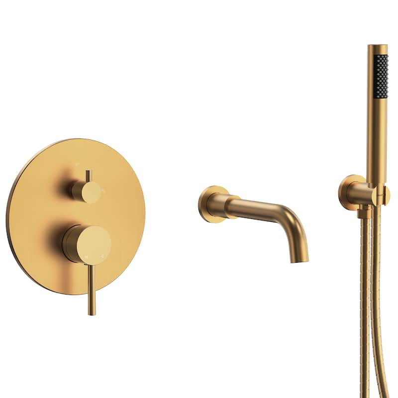 Wall-Mount Tub and Handheld Shower Faucet Set