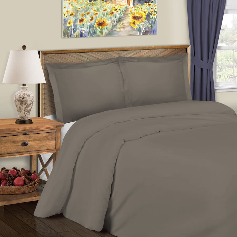 Superior 600 Thread Count Cotton Blend Duvet Cover Set - Grey - Full - Queen