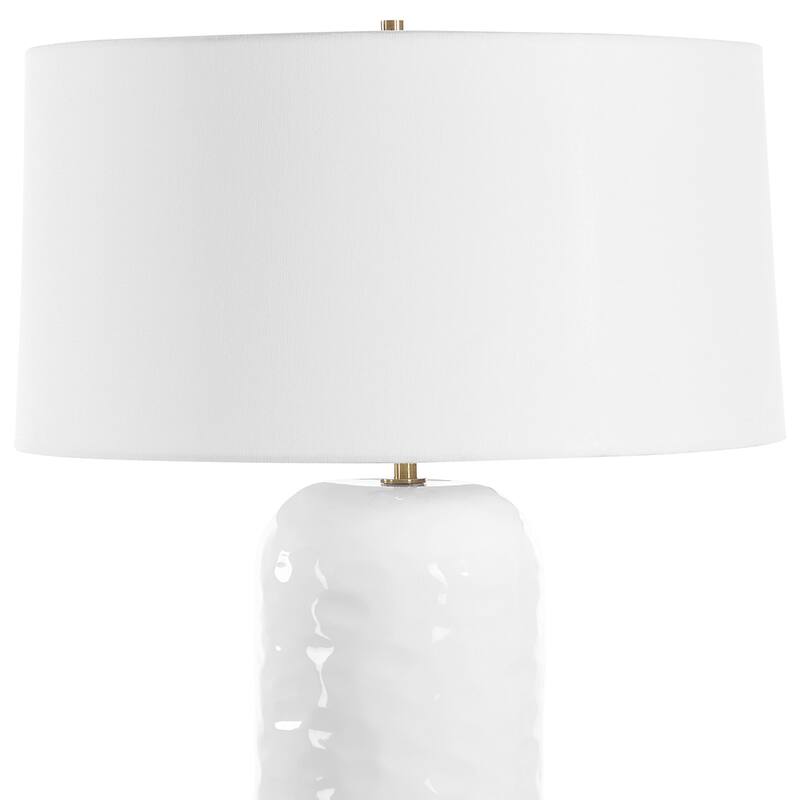 Glaze Textured Ceramic Table Lamp with Drum Shade - 29" - White