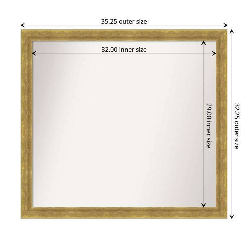 Angled Gold Framed Non-Beveled Custom Wall Mirror, Bathroom Vanity Mirror
