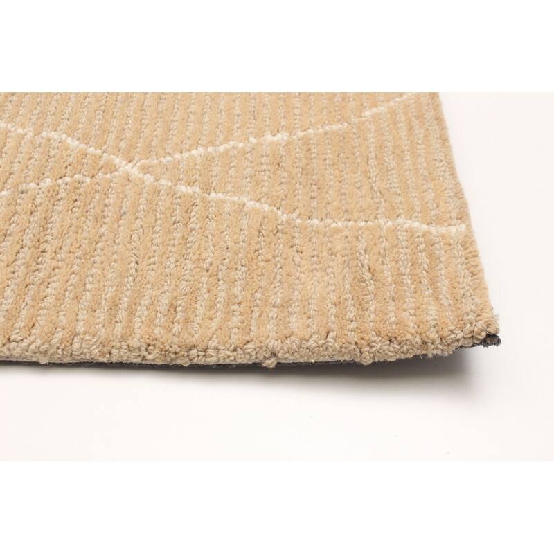 ECARPETGALLERY Hand Tufted Timeless Tan Wool Rug - 5'1 x 8'0