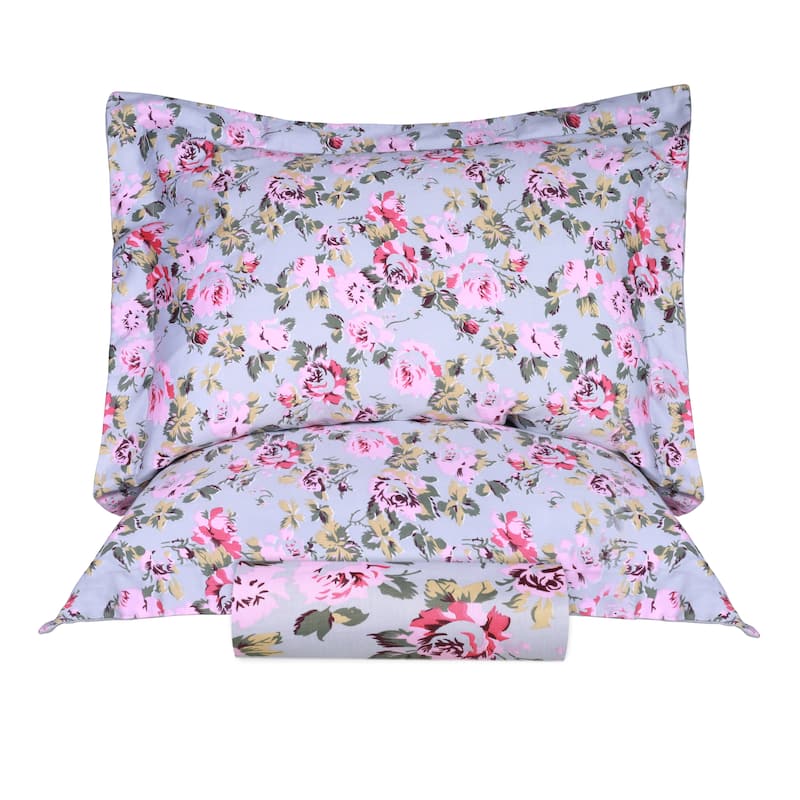 Superior Cotton Vintage Floral Duvet Cover Set with Pillow Shams