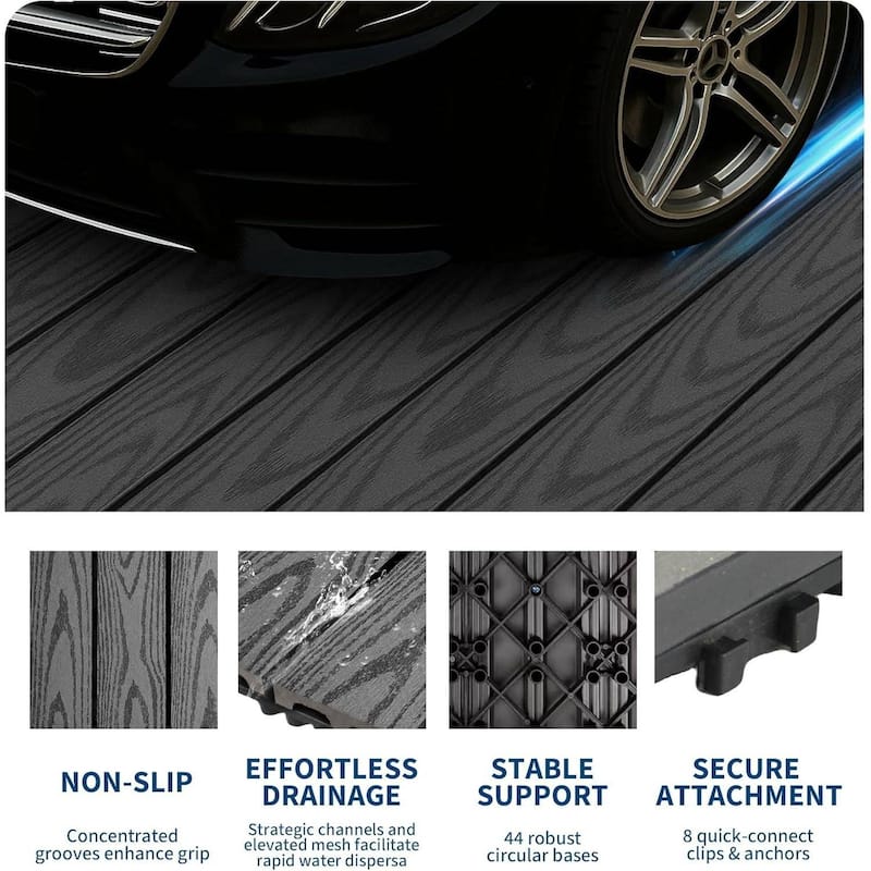 27-Pack 12"X12" Waterproof Interlocking Patio Flooring Composite Deck Tiles for Indoor & Outdoor Use