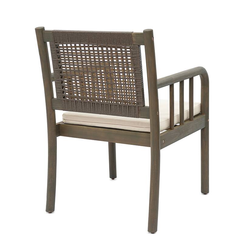 Christopher Knight Home - Porto Modern Outdoor Acacia Wood and Rattan Dining Chair Set with Water-Repellent Cushions