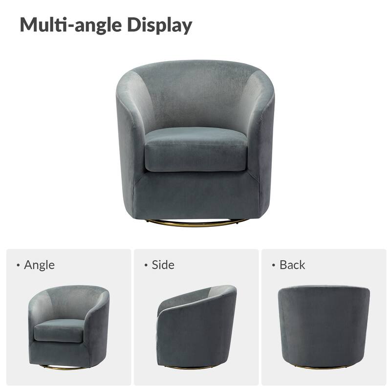Eleuterio Modern Upholstered Swivel Accent Barrel Chair with Metal Base Set of 2 by HULALA HOME