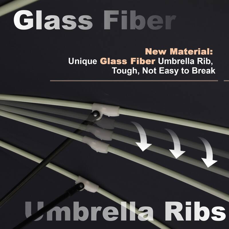 180'' x 108'' Rectangular Fiberglass Lighted Market Umbrella with Base