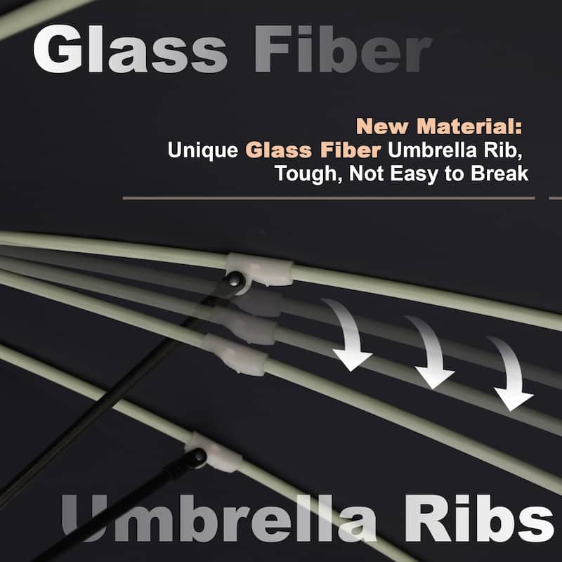 180'' x 108'' Rectangular Fiberglass Lighted Market Umbrella with Base