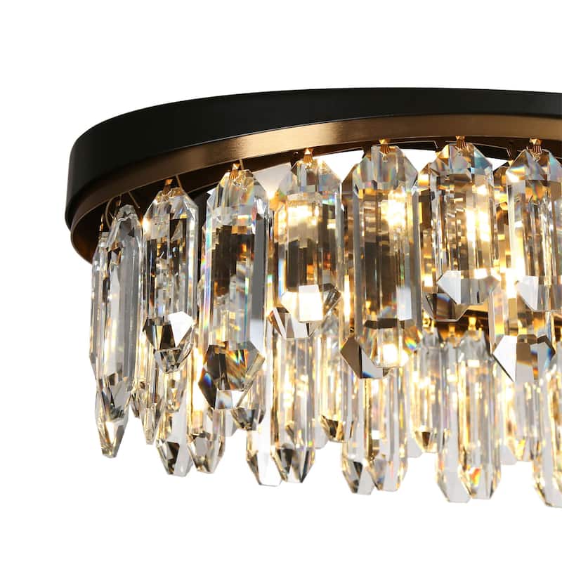 Modern Crystal 6-Light Chandelier Black Gold Kitchen Island Lights