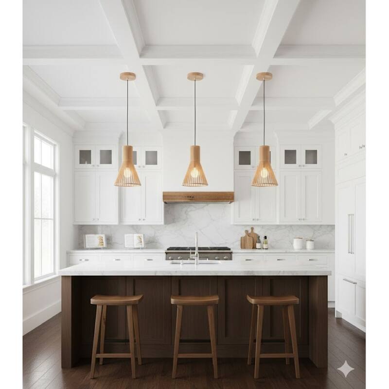 Mini Pendant Light with Wood Cage Frame