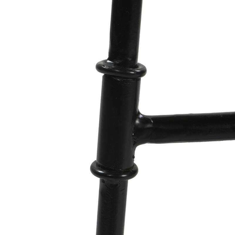 Tiva 30 Inch Handcrafted Backless Barstool, Natural Brown Mango Wood Saddle Seat, Black Metal Base