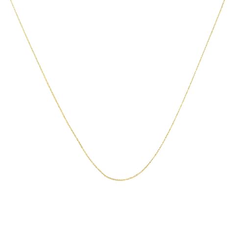 10K Yellow, White or Rose Gold 0.5mm Slender & Dainty Fine Rope Chain Necklace  Choice of 16", 18" or 20" Long