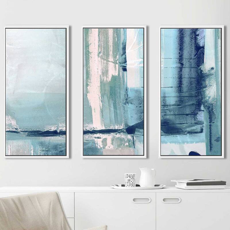 "Miss The Sea I Susan Jill" Print in Floating Canvas, Set of 3 - Blue