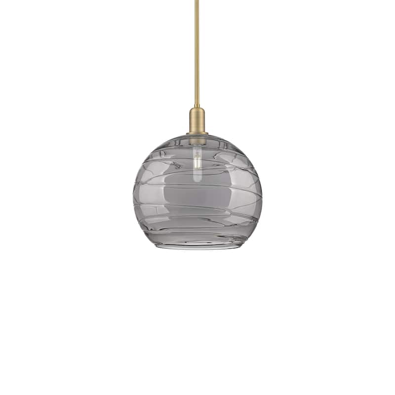 Innovations Lighting 716-1S-16-14 Athens Deco Swirl Pendant Athens - Brushed Brass / Light Smoke Deco Swirl