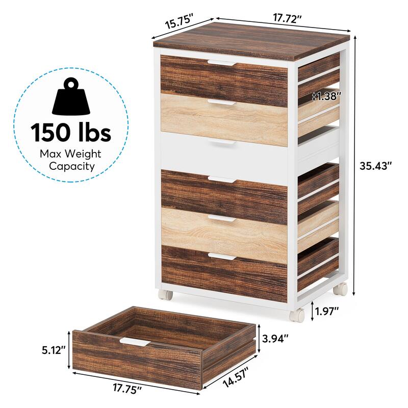 5-Drawer Chest & Wood 7 Drawer Storage Dresser Cabinet