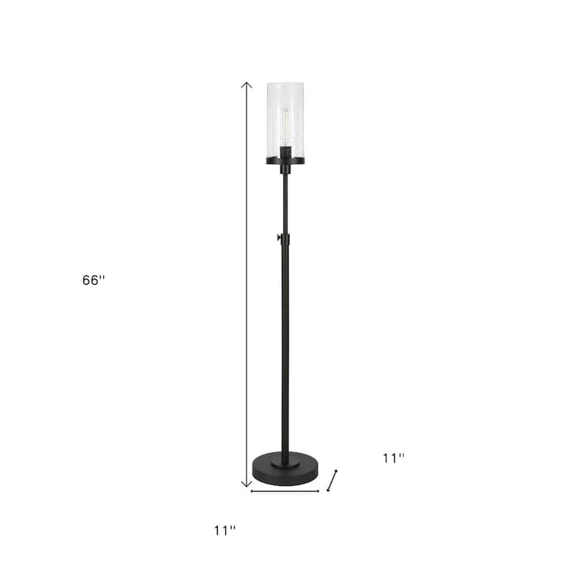 Metal Torchiere Floor Lamp with Drum and Cylinder Shade and Foot Switch - 11” x 11” x 66” (D x W x H)
