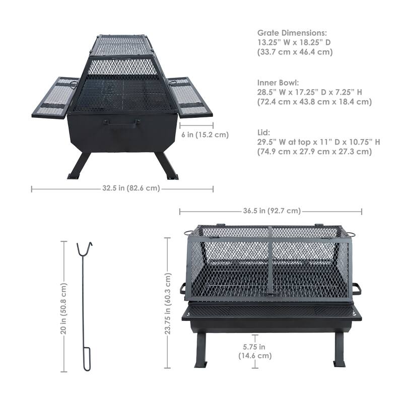 Sunnydaze Outdoor Fire Pit with Grill and Spark Screen - 36" H