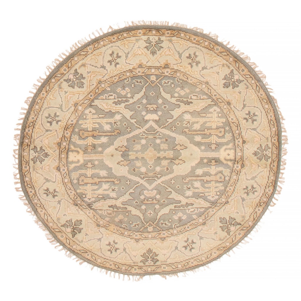 ECARPETGALLERY Hand-knotted Royal Oushak Grey Wool Rug - 5'0 x 5'0