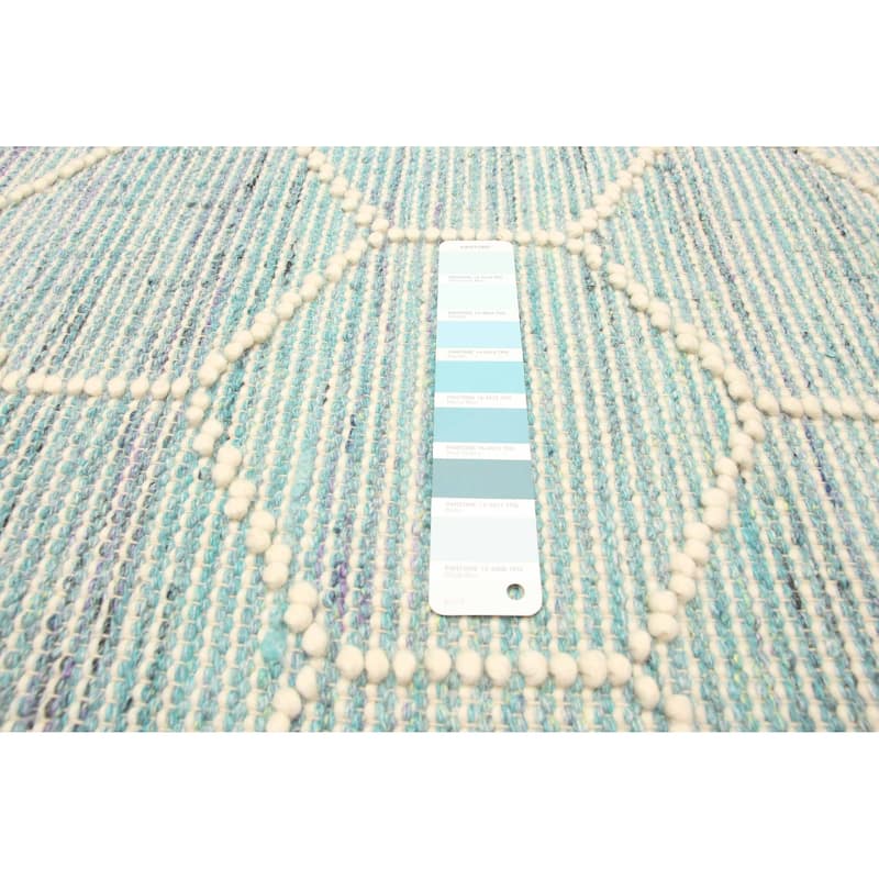 ECARPETGALLERY Braid weave Sienna Aqua Wool Rug - 5'4 x 7'7
