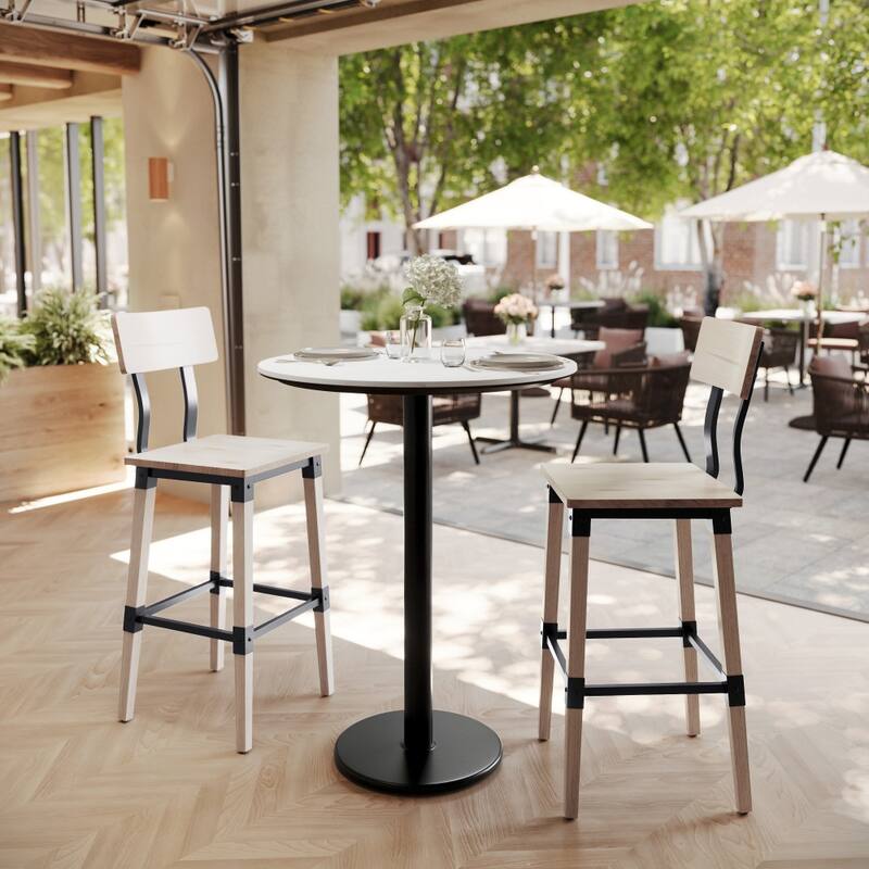 Commercial HPL Tabletop with Bar Height Round Base