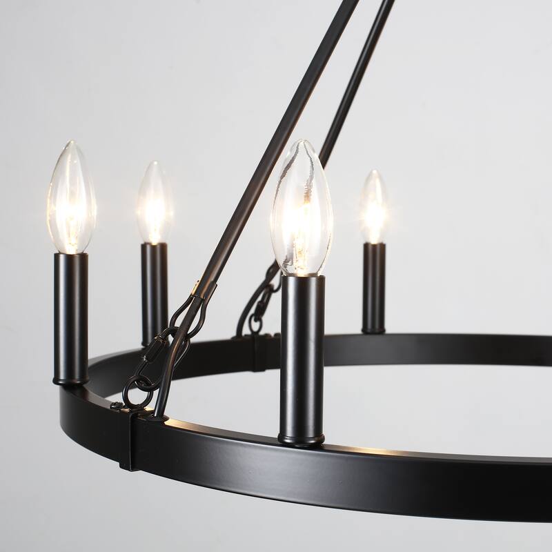 8-Light Candlestick Wagon Wheel Chandelier Linear Chandelier Lighting for Kitchen Island