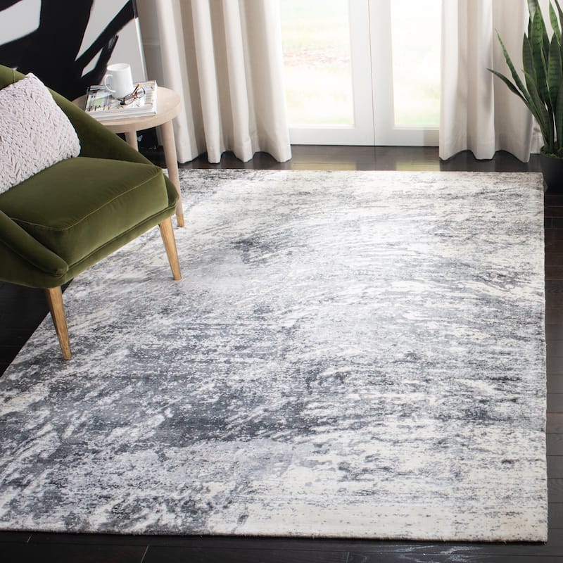 SAFAVIEH Handmade Mirage Hedwige Modern Abstract Viscose Rug - 9' x 12' - Grey/Ivory