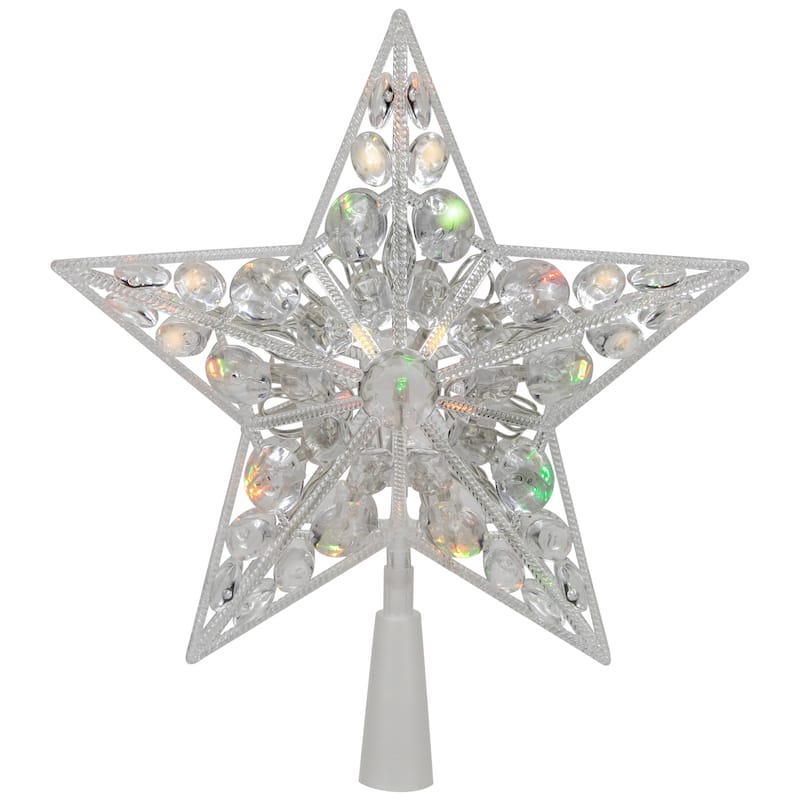 LED Lighted Battery Operated Color Changing Jeweled Star Christmas Tree Topper - 9.5"